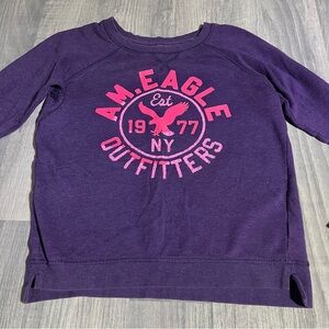 American Eagle Outfitters Purple Long Sleeve Sweater Neon Pink; Small